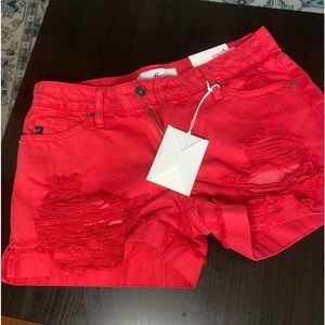 Red KanCan distressed shorts